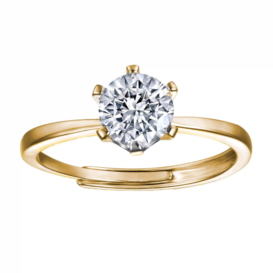 Solitaire Adjustable Ring - 925 Sterling Silver