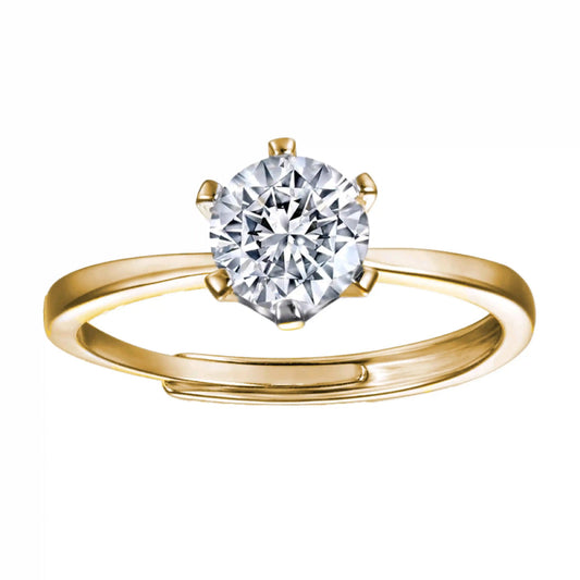 Solitaire Adjustable Ring - 925 Sterling Silver