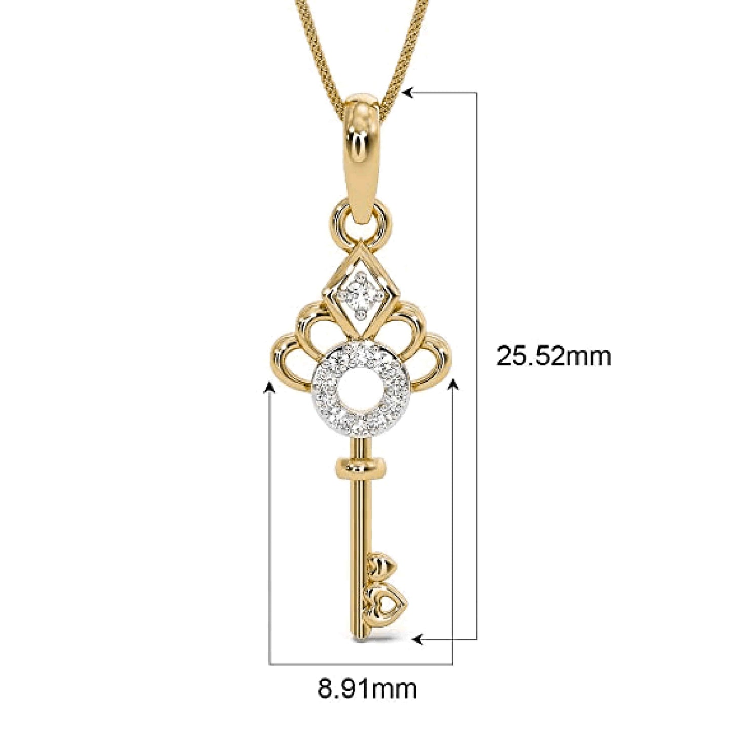 Key of Loved Ones Heart Silver Necklace