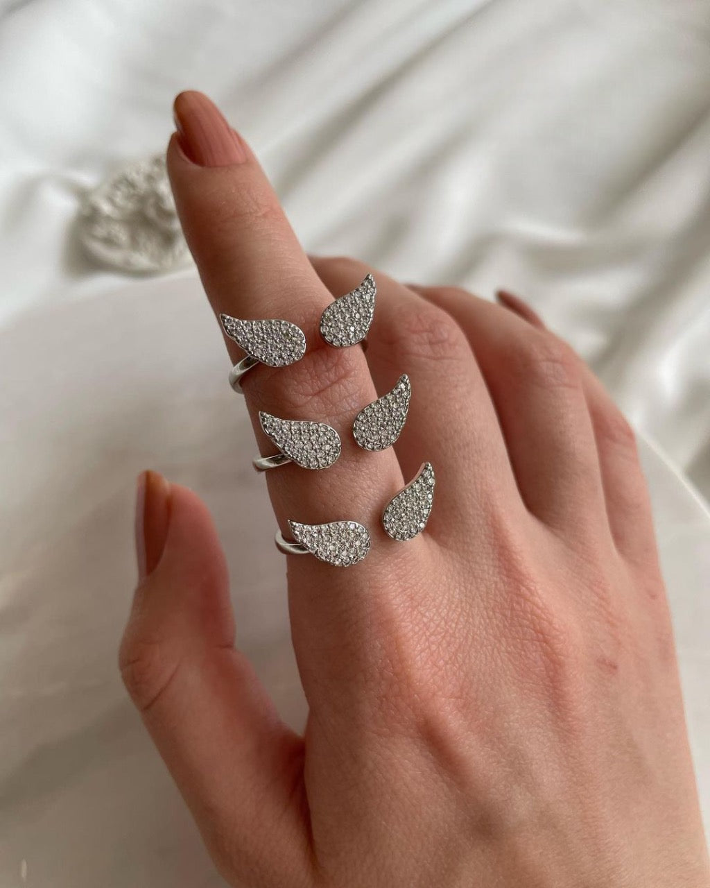 Wings Pure Silver Adjustable Ring