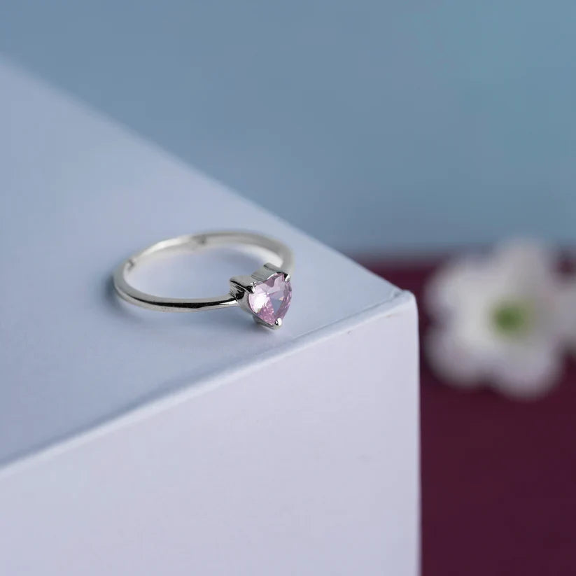 Pink Heart Ring - 925 Silver