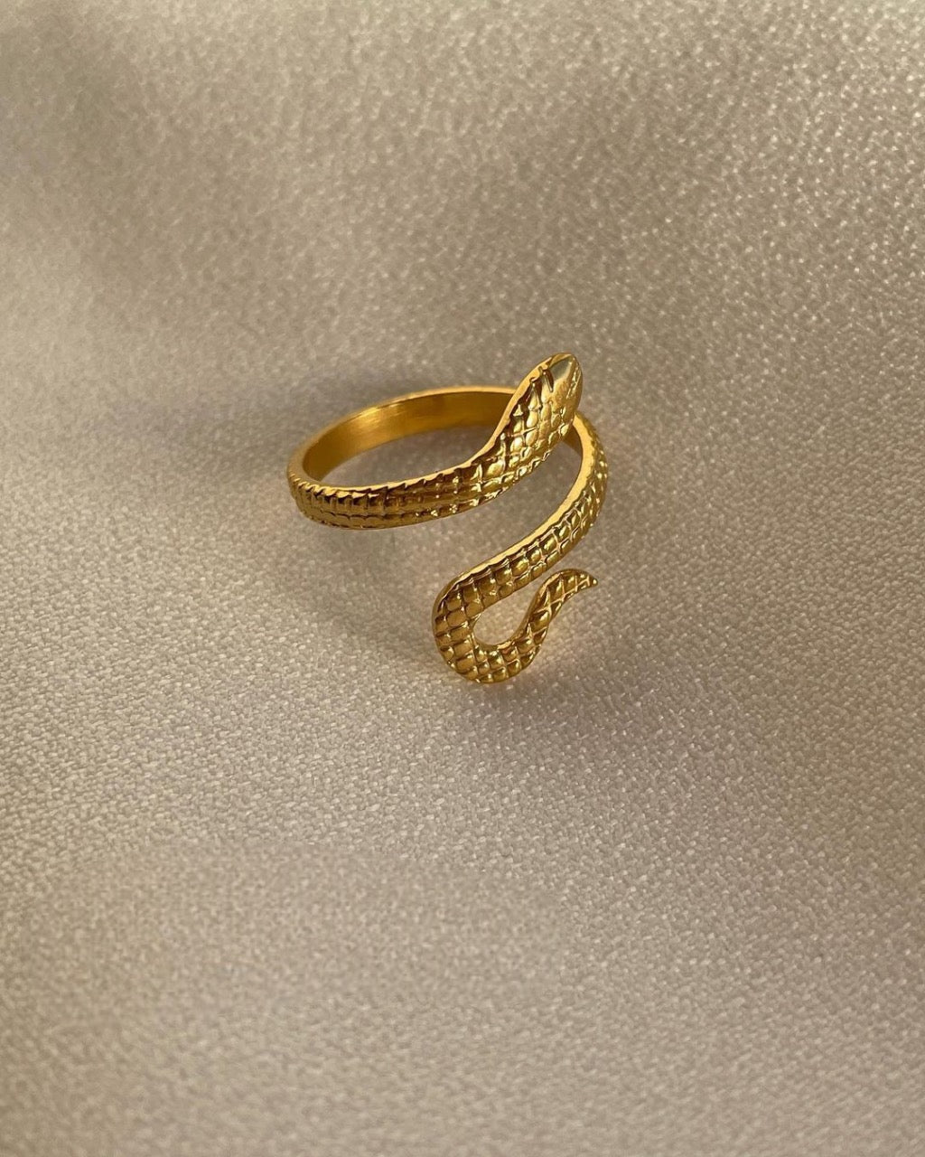 Sparkling Snake 925 Silver Ring with Gold Plated