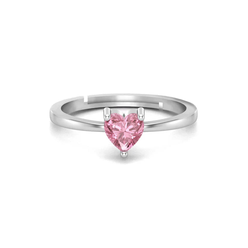 Pink Heart Ring - 925 Silver