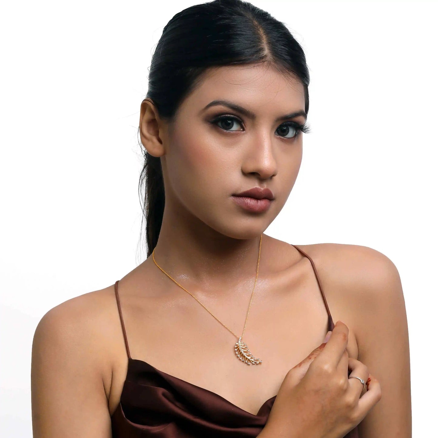 A.Diamond Leaf Cubic Zirconia Necklace