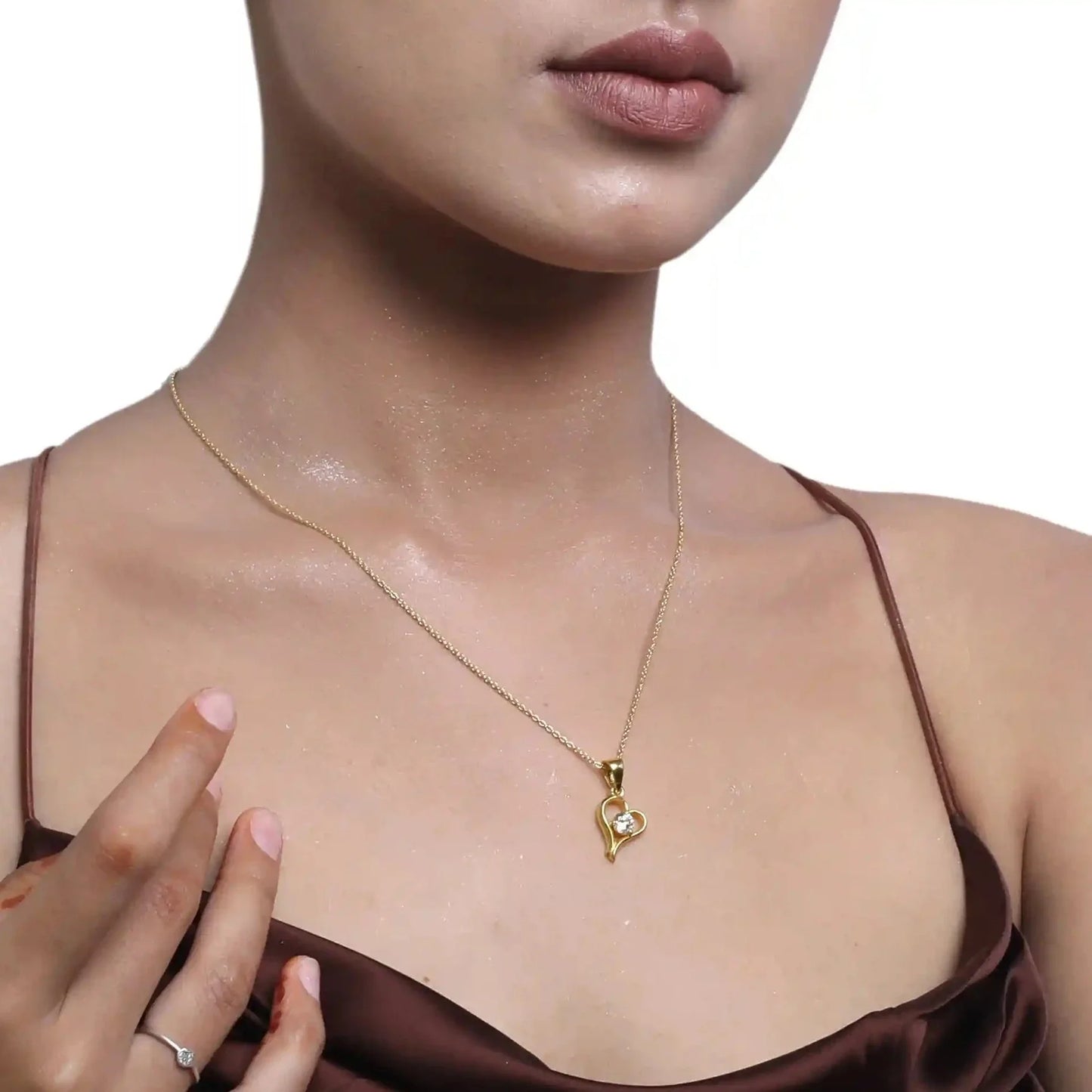 Curve Heart Silver Necklace