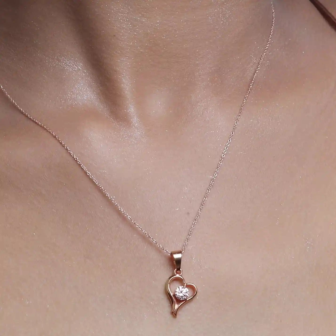 Curve Heart Silver Necklace