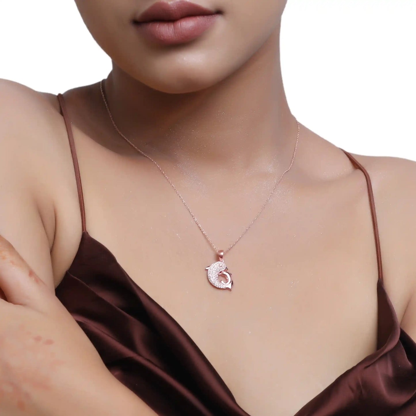 Dual Dolphin Silver Necklace