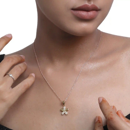 Zircon flower Silver Necklace