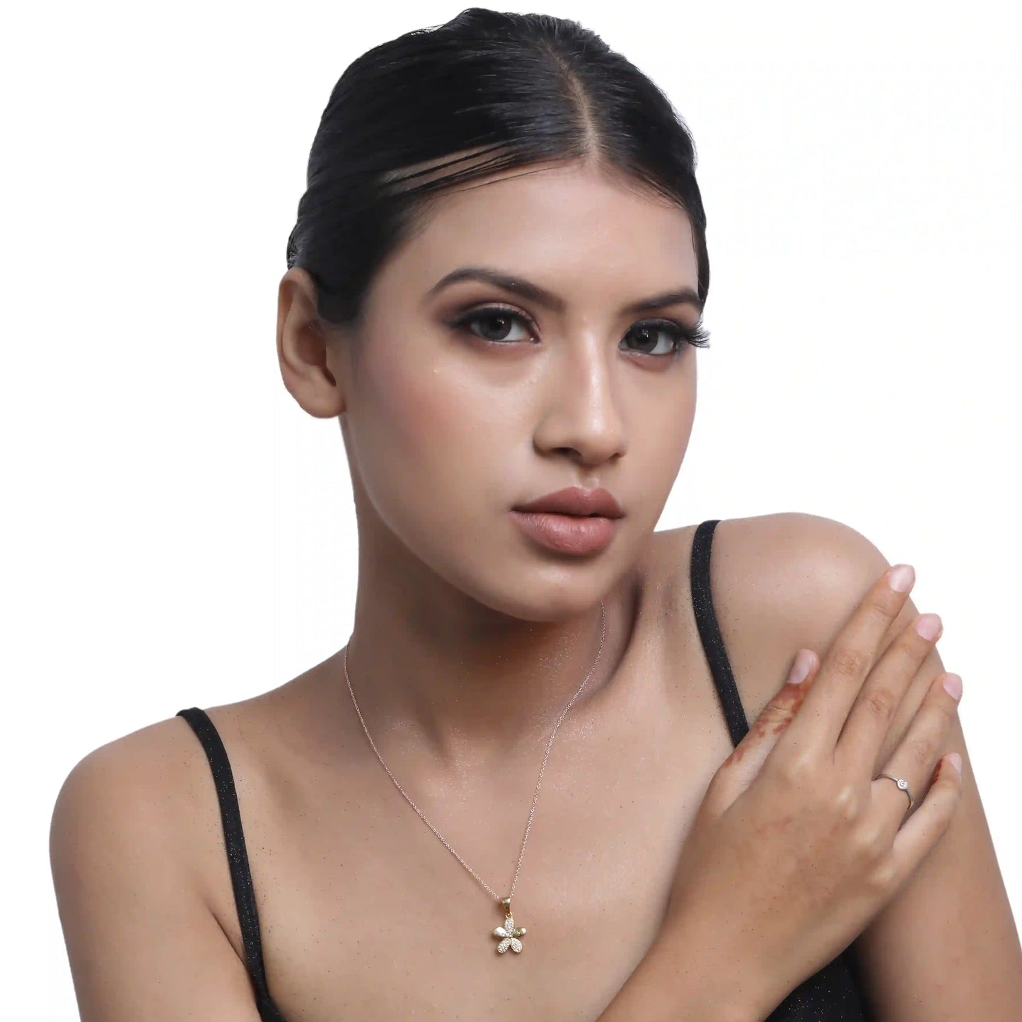 Zircon flower Silver Necklace