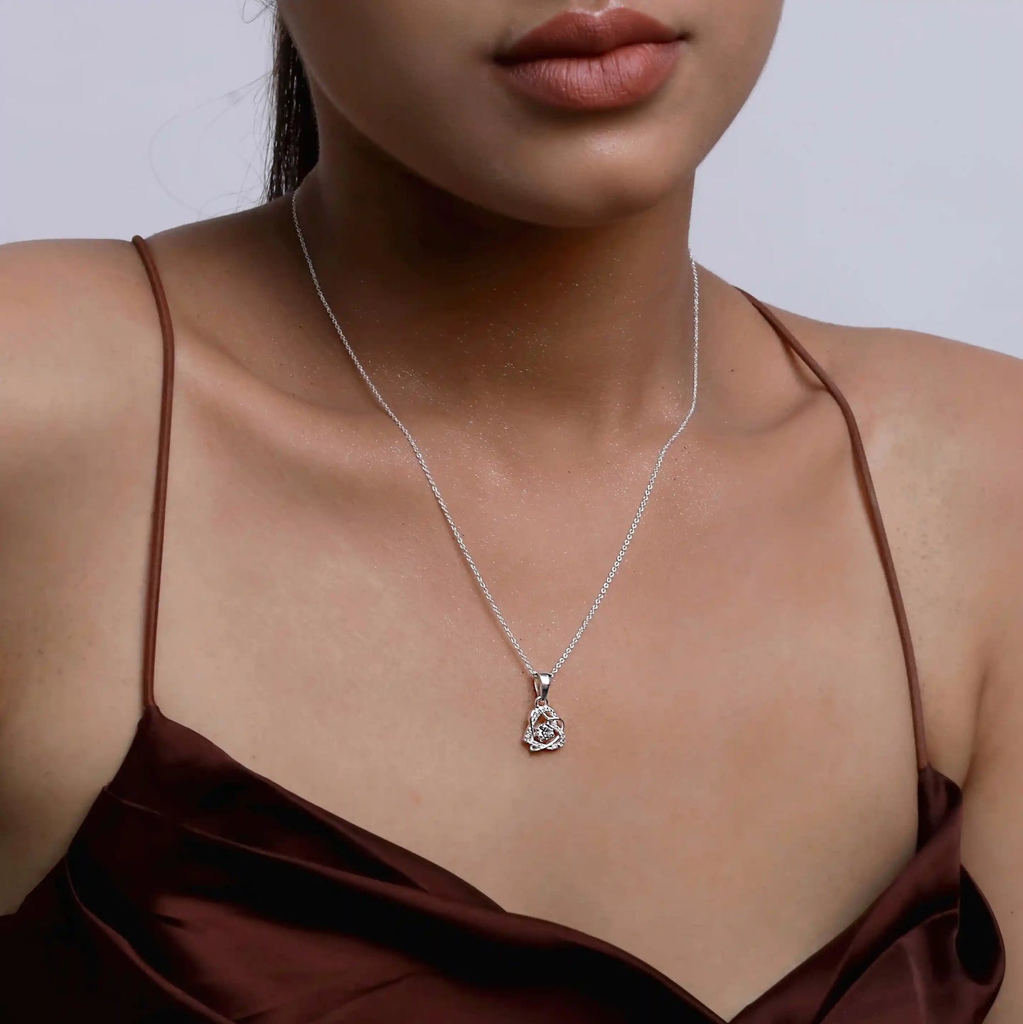 Interlocked Heart 925 Sterling Silver Necklace