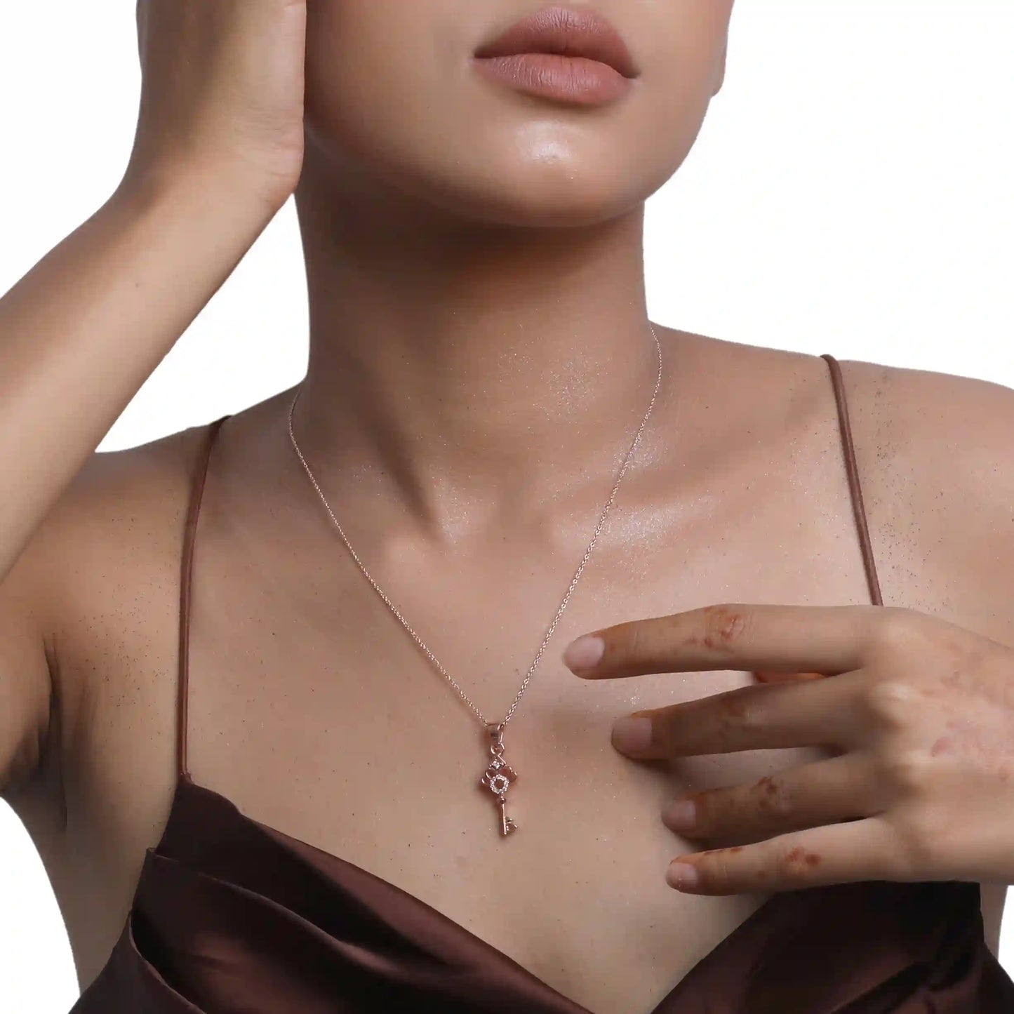 Key of Loved Ones Heart Silver Necklace