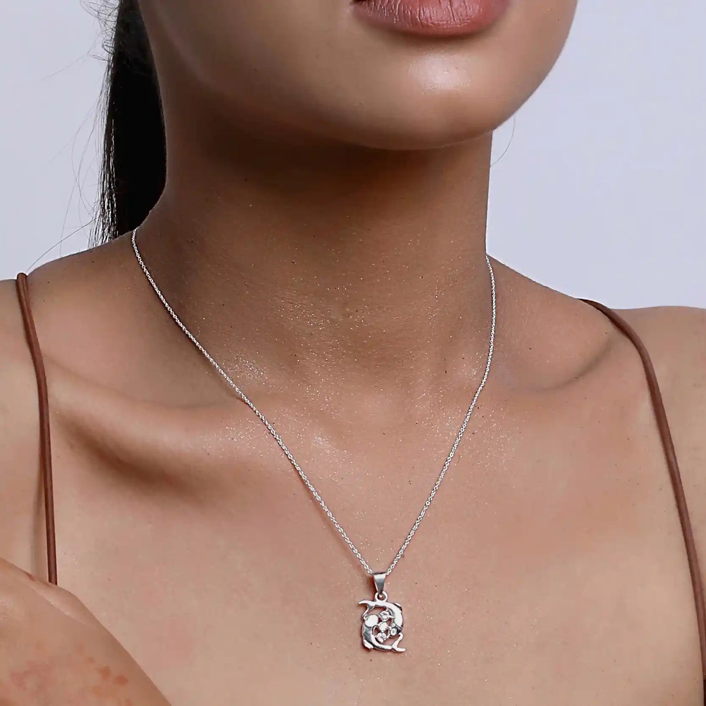 Charming Dolphin Silver Necklace