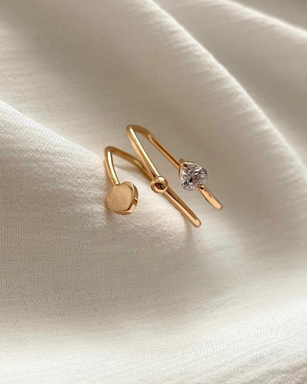 Drizzle Heart Silver Adjustable Ring with Gold Plated