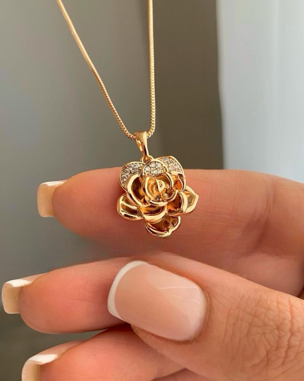 Rose 925 Silver Necklace & Earrings with Gold & Rose Gold Plated