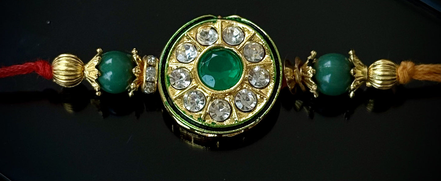 Emerald & Polki Precious Rakhi ❤️