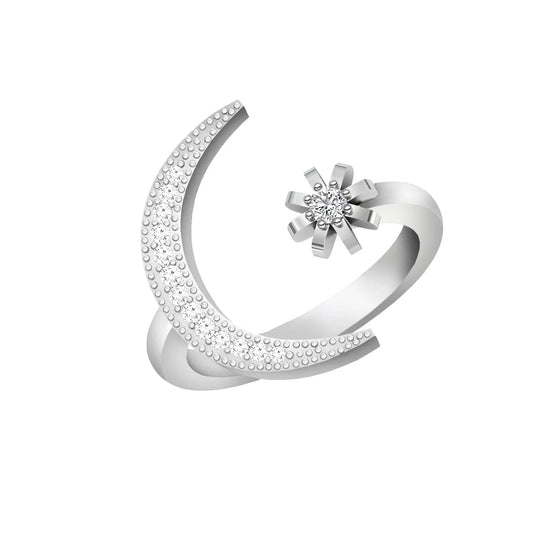 Crescent Moon Ring - 925 Silver