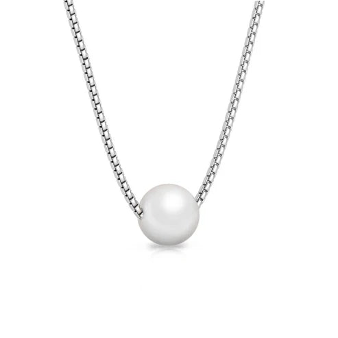Classic White Pearl Necklace - 925 Silver