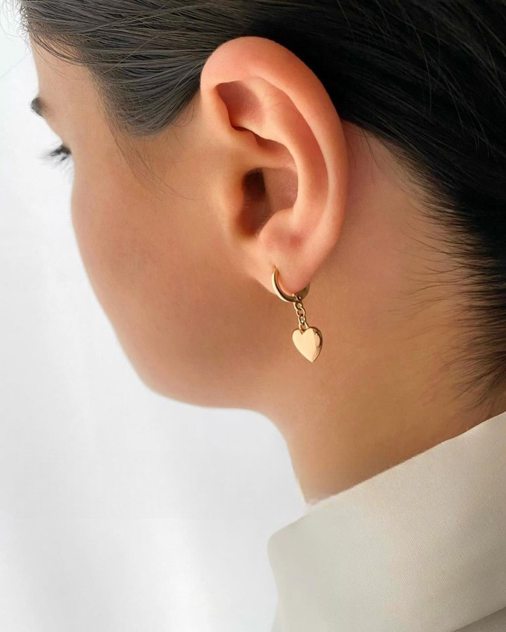 Heart Drops Pure Silver Necklace & Earrings with Gold Plated