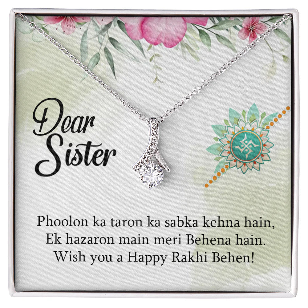 Unique Rakhi Wishing Gift for Sister - Pure Silver Necklace Gift