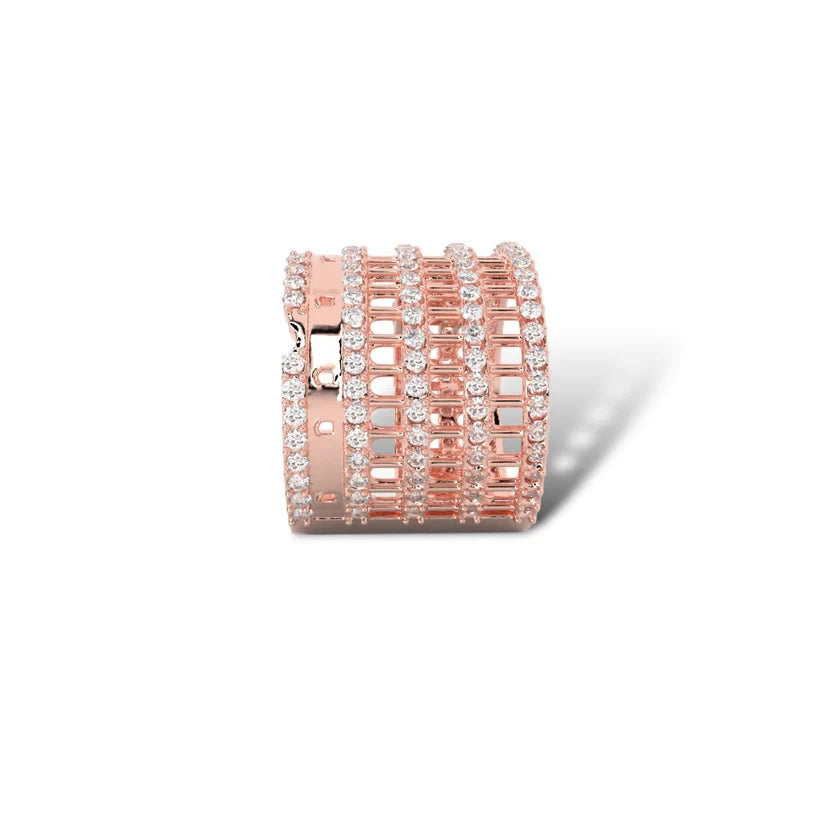 COLOSSEUM 925 Sterling Silver with Rose Gold Plated Ring - Adjustable Size