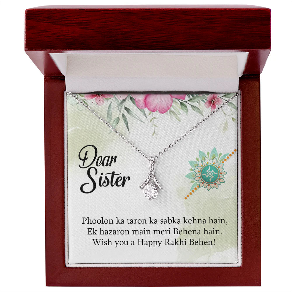Unique Rakhi Wishing Gift for Sister - Pure Silver Necklace Gift