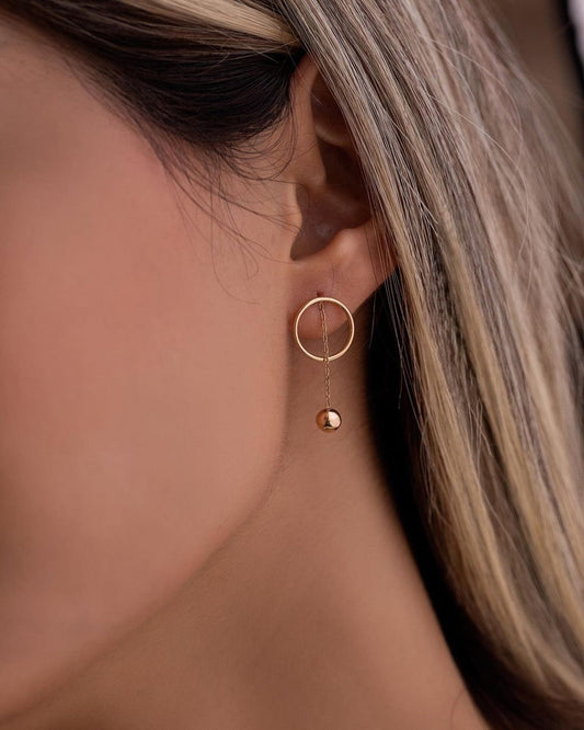 Circlet Drop Silver Earrings with Rose Gold Plated
