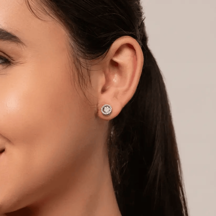 3-in-1 Round Stud Earrings - 925 Silver