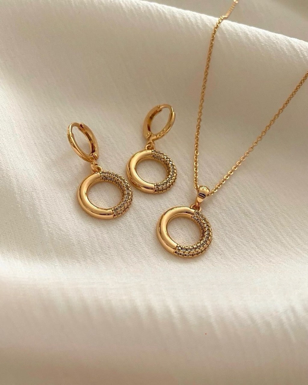 Semi Circlet 925 Sterling Silver Earrings with Gold Plated