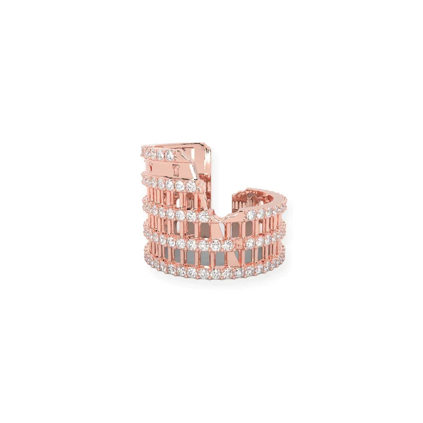 COLOSSEUM 925 Sterling Silver with Rose Gold Plated Ring - Adjustable Size