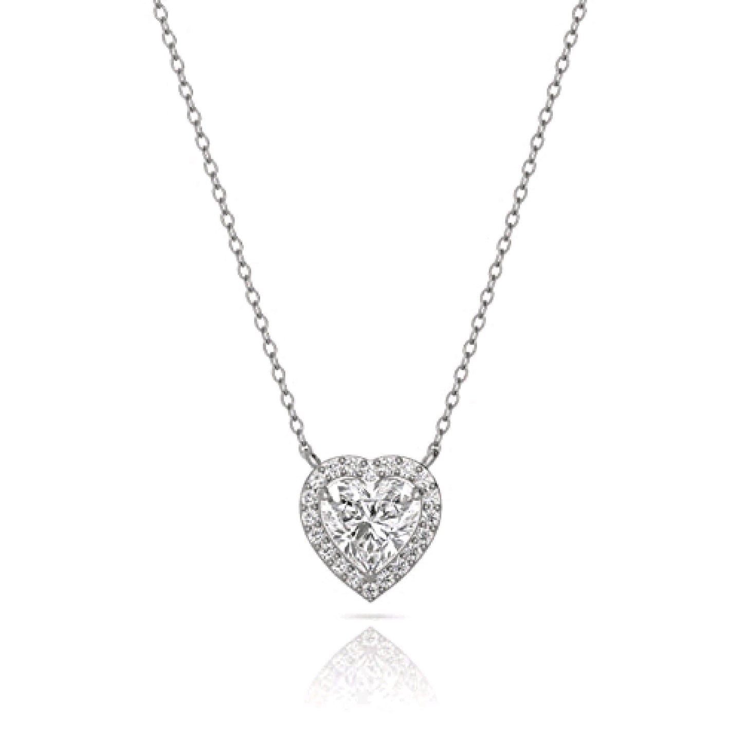 Heart Solitaire Silver Necklace