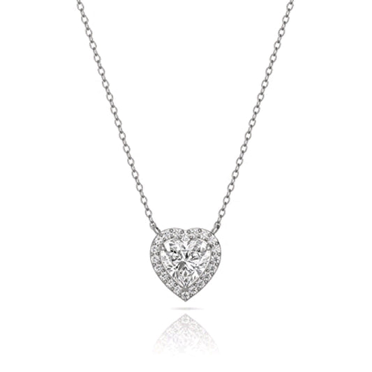 Heart Solitaire Silver Necklace