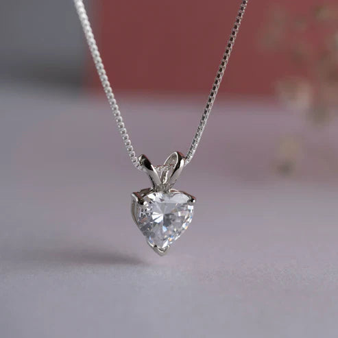 Classic Heart Solitaire Pendant - 925 Silver