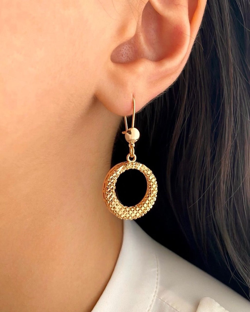Box Round 925 Sterling Silver Earrings with Gold Plated