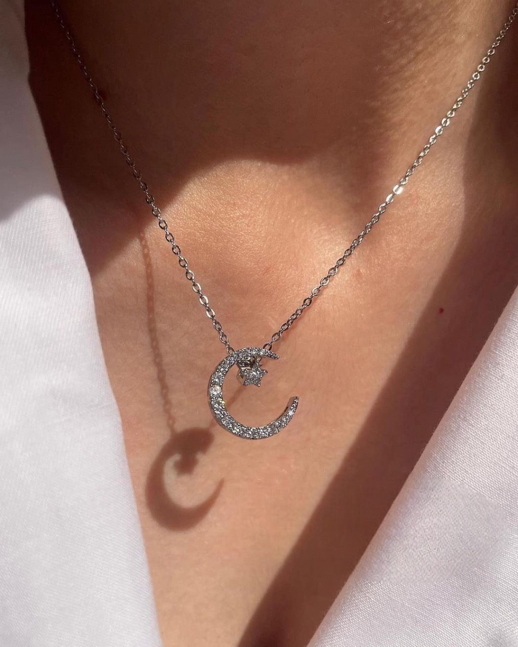 Star Moon Silver Necklace