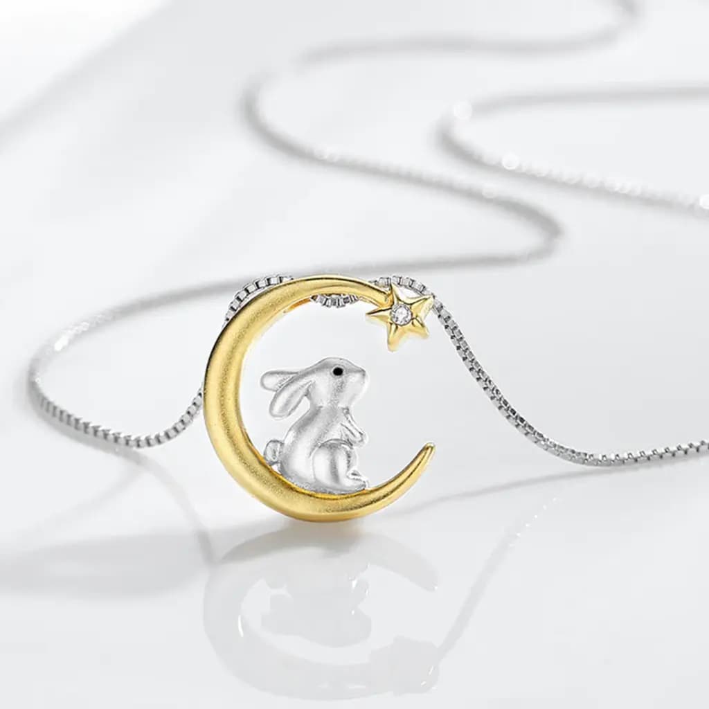 Rabbit Moon Love 925 Silver Necklace