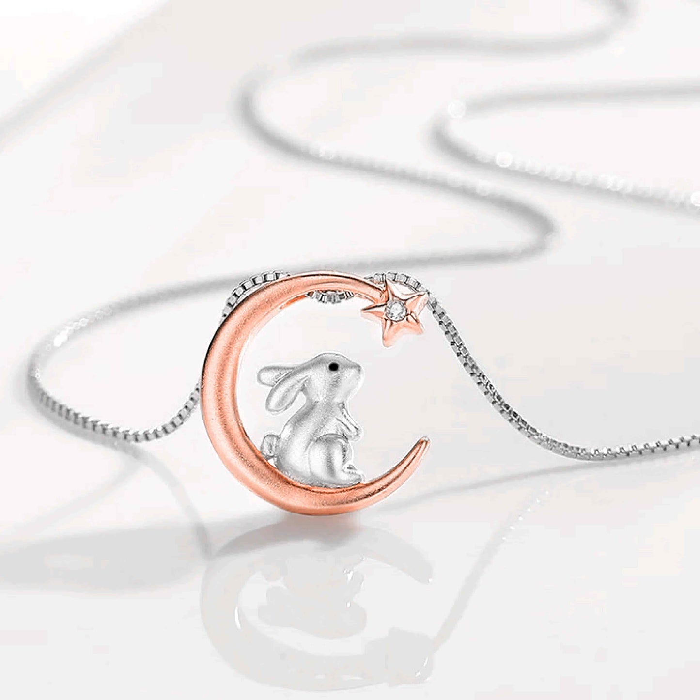 Rabbit Moon Love 925 Silver Necklace