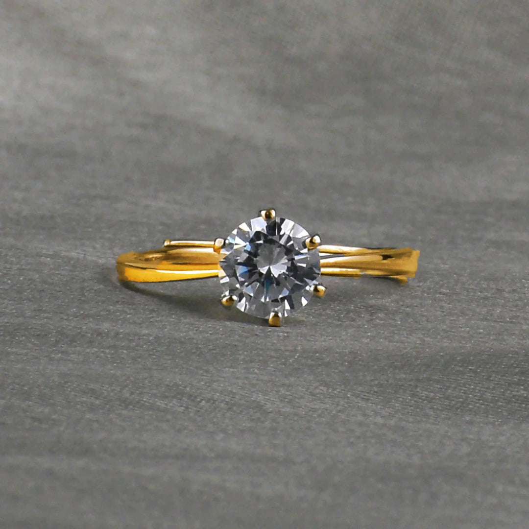 Solitaire Adjustable Ring - 925 Sterling Silver