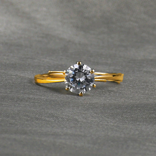 Solitaire Adjustable Ring - 925 Sterling Silver