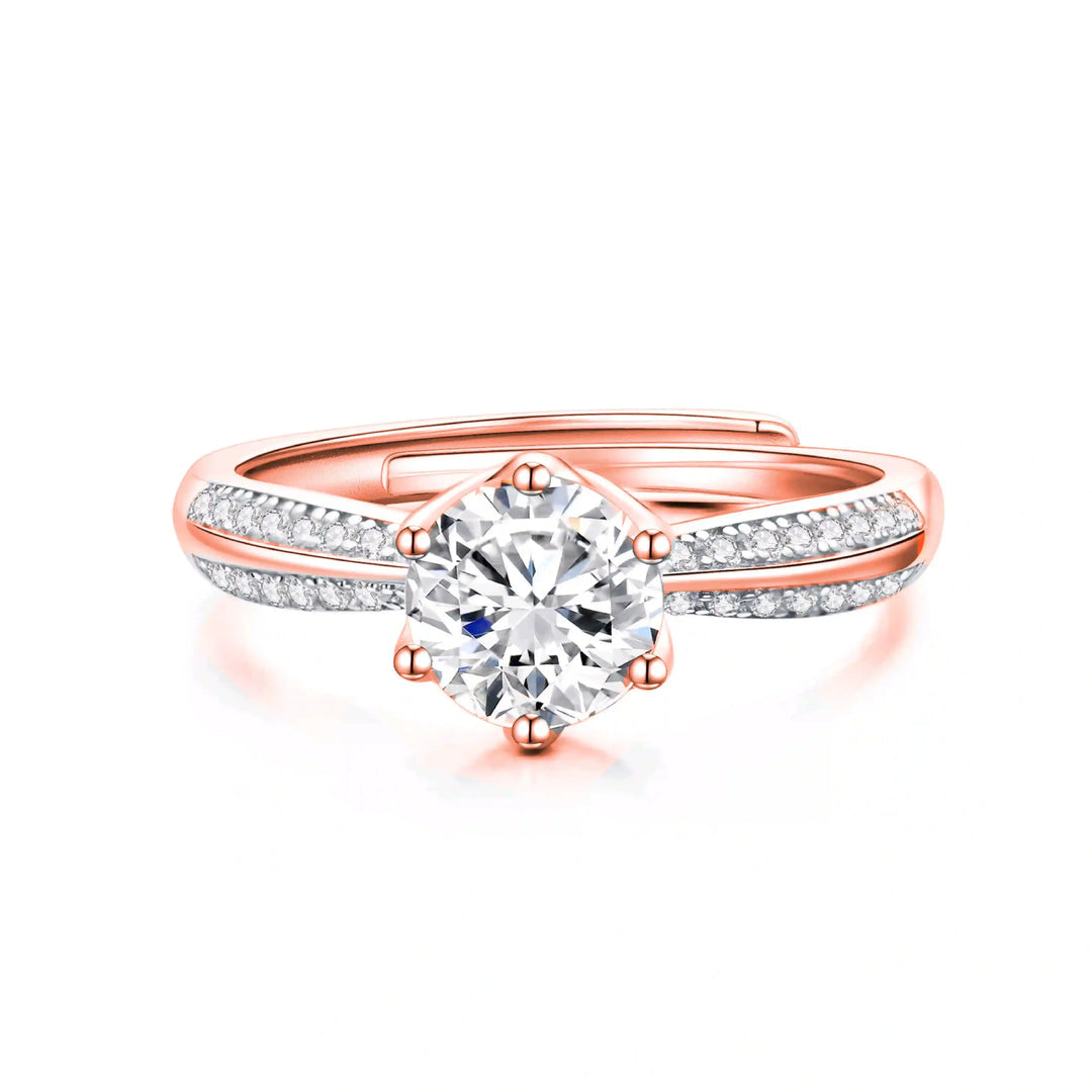 925 Sterling Silver Proposal Ring Rose Gold Plated - Adjustable Size