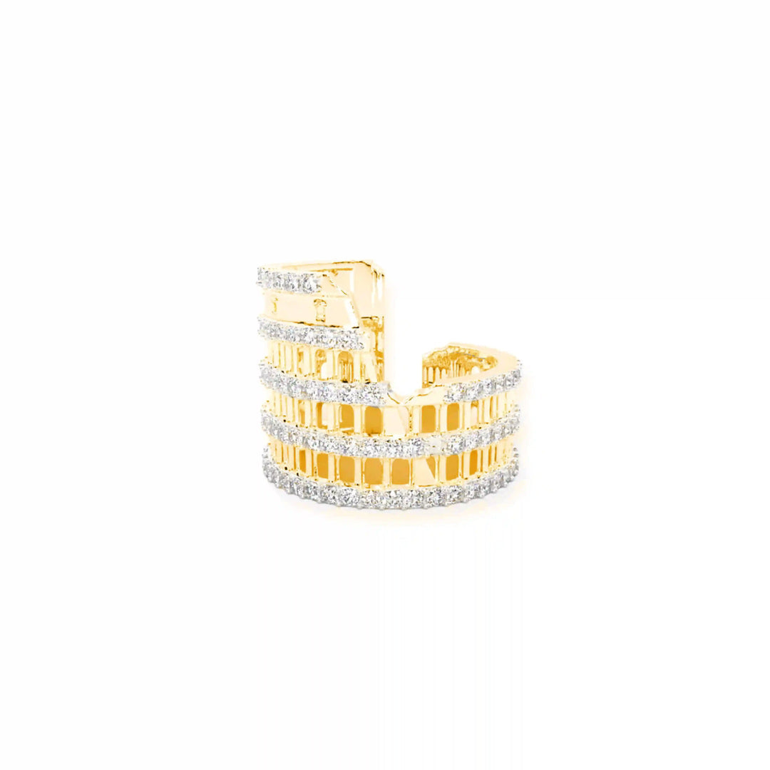 COLOSSEUM 925 Sterling Silver with Gold Plated Ring - Adjustable Size