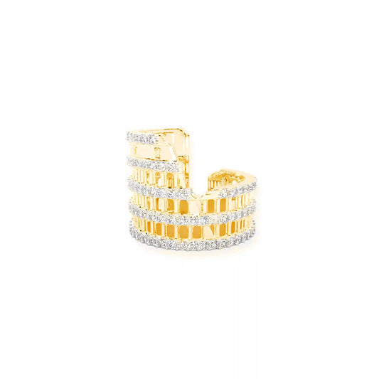 COLOSSEUM 925 Sterling Silver with Gold Plated Ring - Adjustable Size