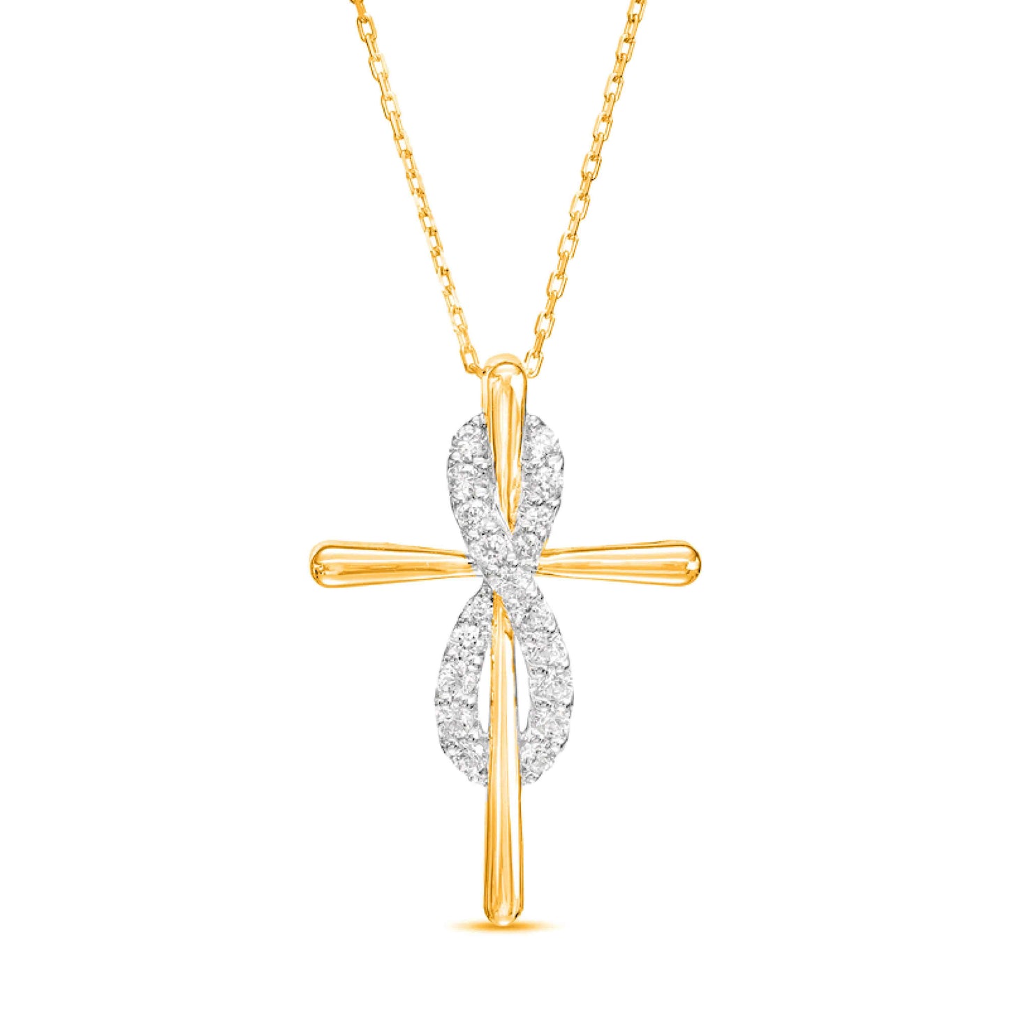 Cross Infinity Cubic Zirconia 925 Silver Necklace