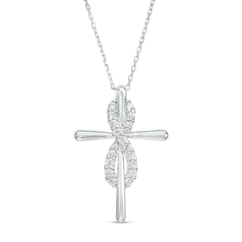Cross Infinity Cubic Zirconia 925 Silver Necklace