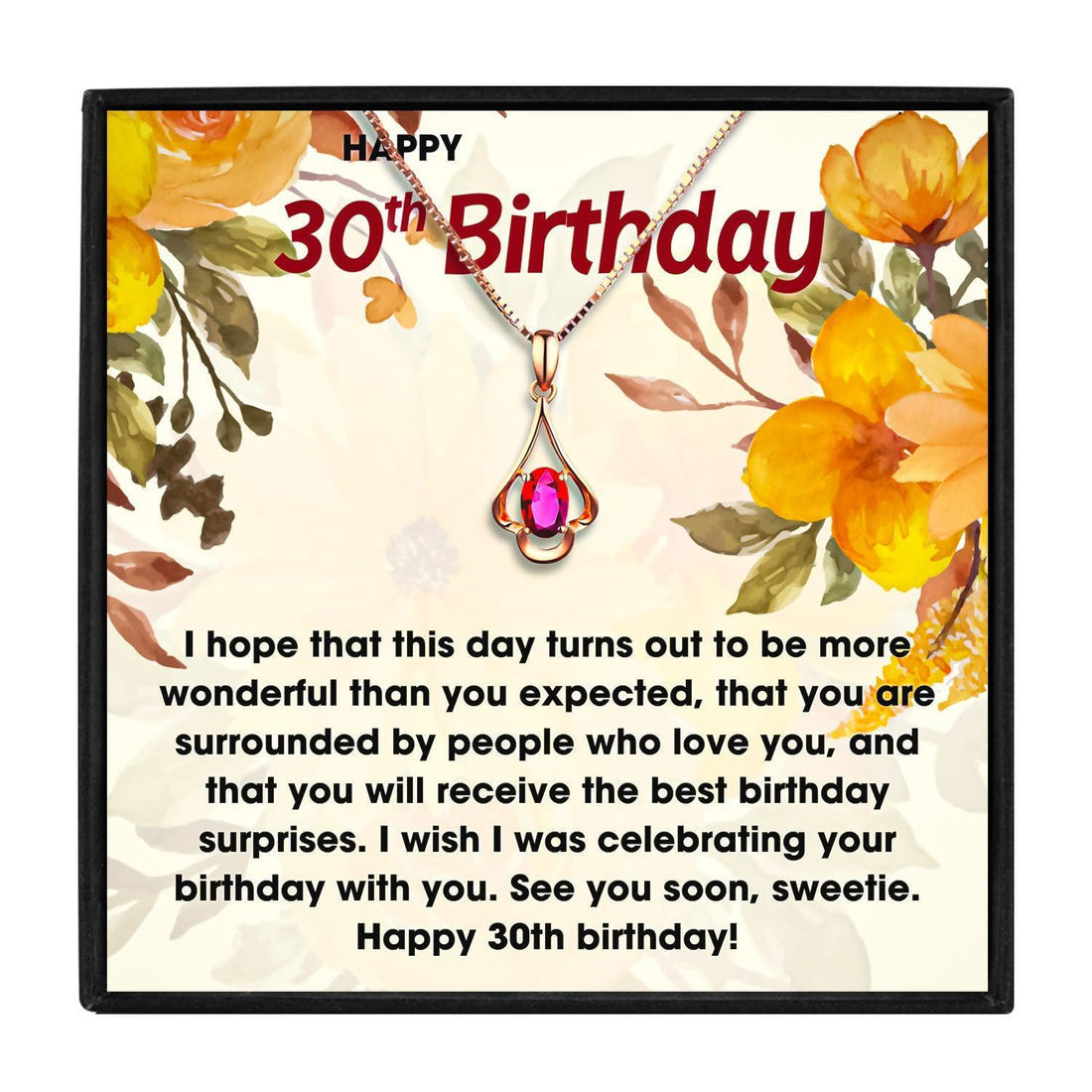 30th Birthday Special Gift - Red Stone Necklace