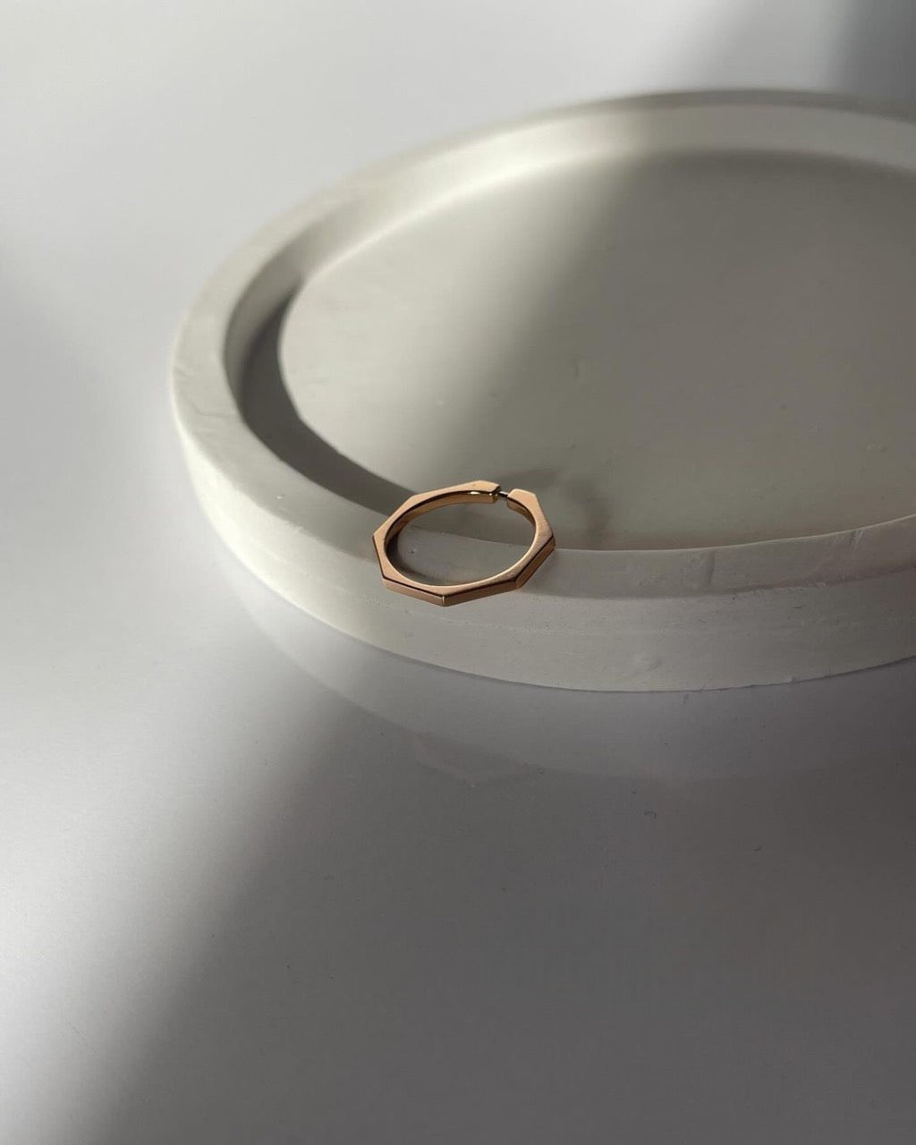 Octagon Pure Silver Adjustable Ring - Rose Gold & Gold Plated