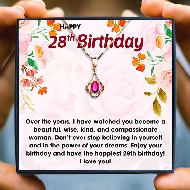 28th Birthday Special Gift - Red Stone Necklace