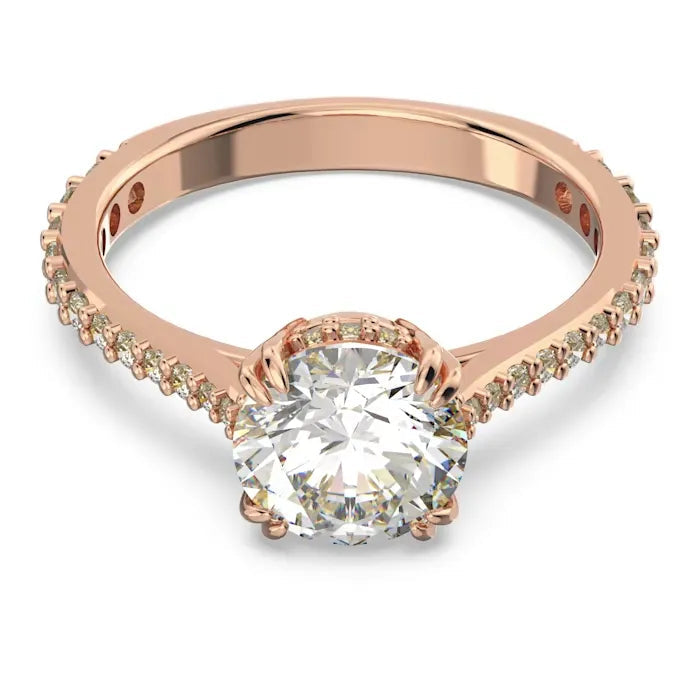 Rose Gold Plated Constella Cocktail Pure Silver Ring - Adjustable Size