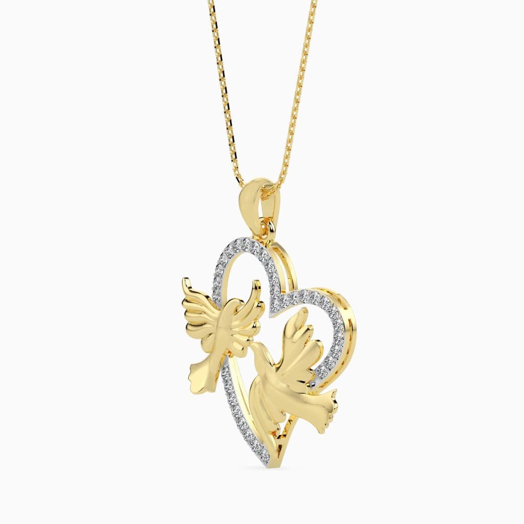 Love Birds Heart 925 Pure Silver Necklace
