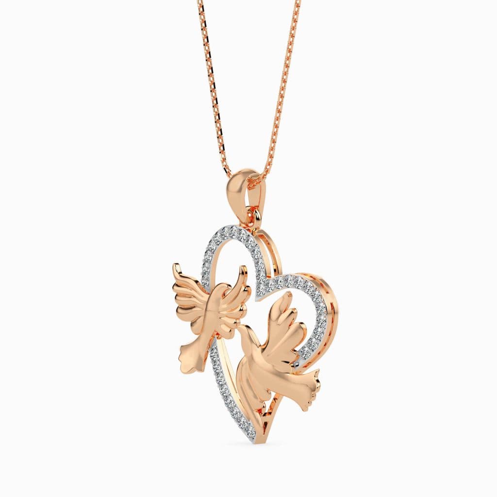 Love Birds Heart 925 Pure Silver Necklace