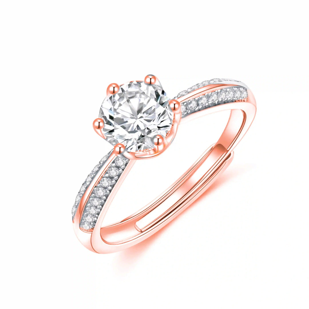 925 Sterling Silver Proposal Ring Rose Gold Plated - Adjustable Size